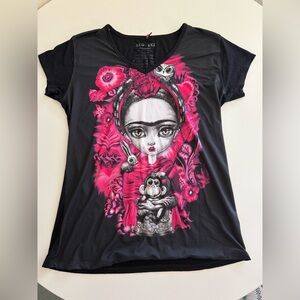 Black and Pink Graphic Tee